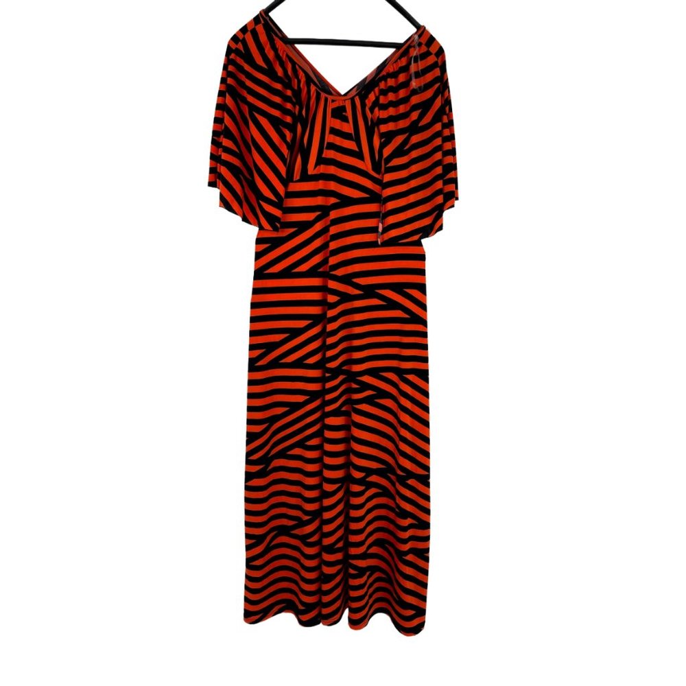 Orange and Black Stripe Maxi Dress Size: 1X